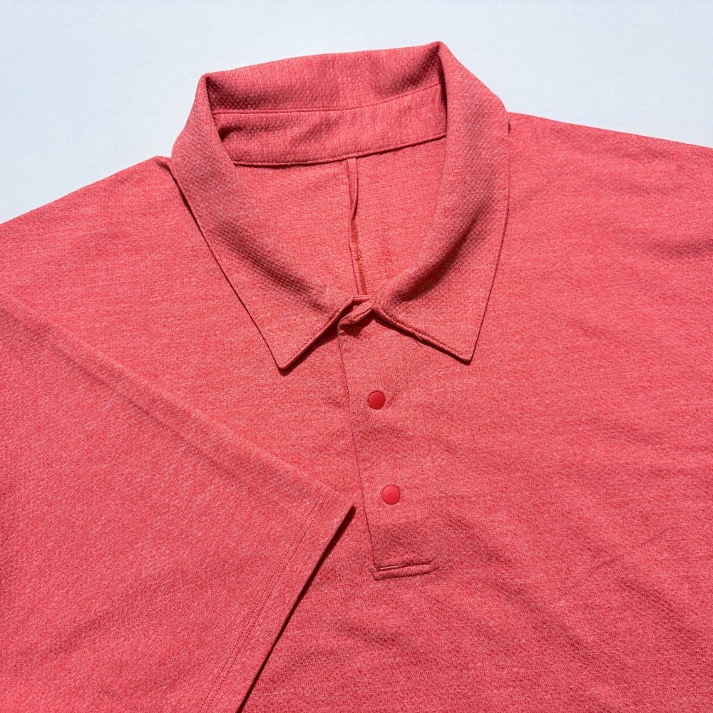 Lululemon Polo Shirt Snap Button Salmon Pink Stretch Performance Golf Men (L?)
